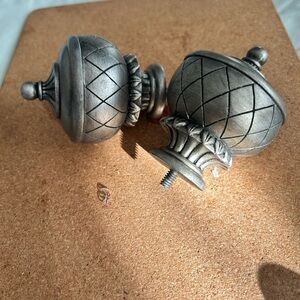 Stunning Decorative Silver Finials for curtain rods- very elegant- new/ like new